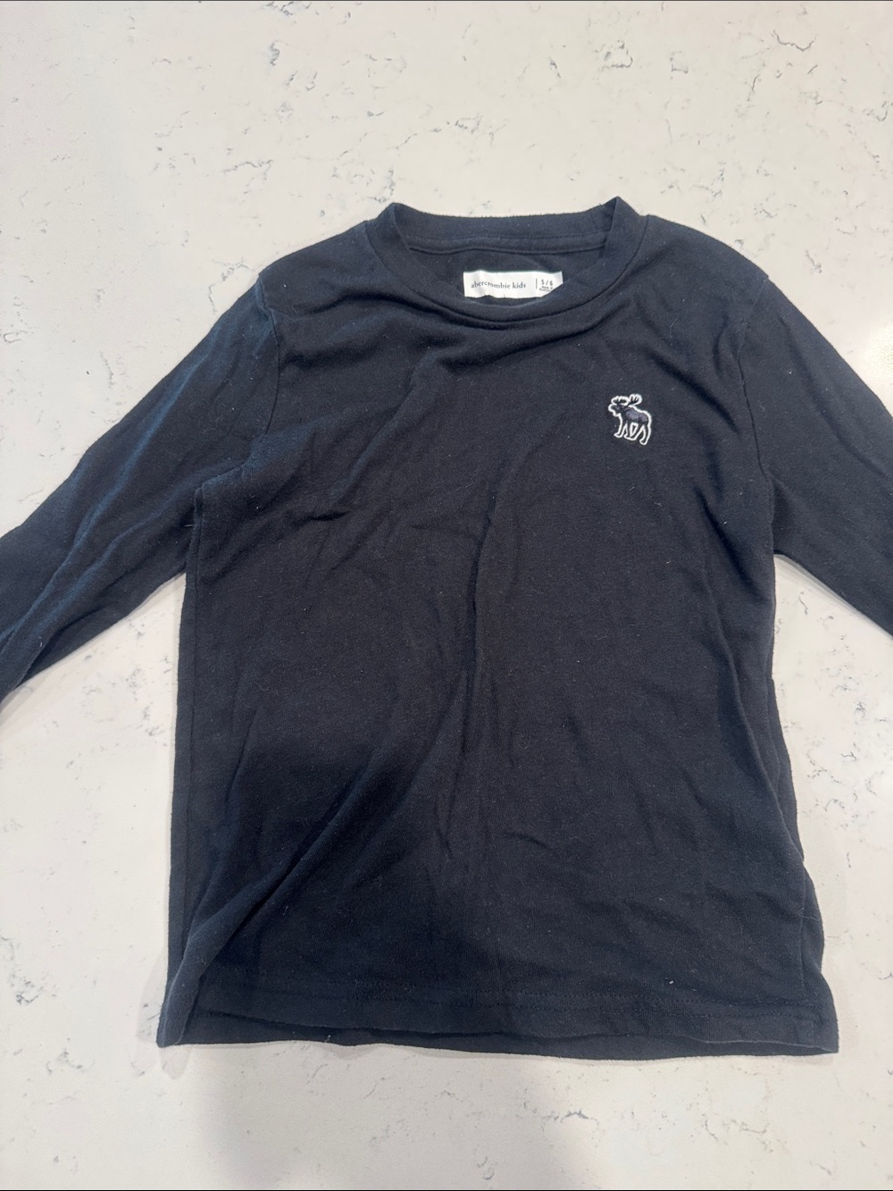 abercrombie kids Black Long Sleeve Tee with White Moose Logo
